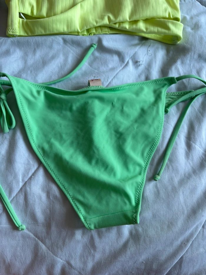 Ensemble set 2 maillots de bain bikini jaune fluo croisé vert taille XS/34 neuf - photo numéro 7