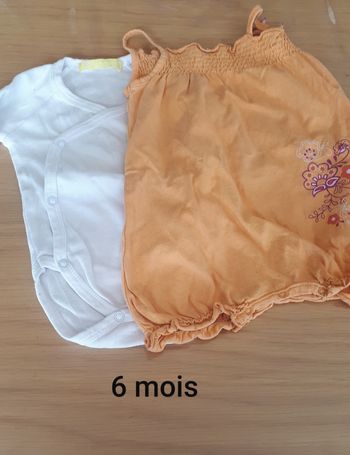 Lot combi été fine bretelle body blanc longue manches