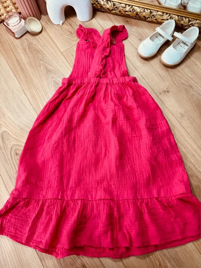 Taille 3-5 ans robe longue fille TAO rose fuchsia Neuve * gaze de coton * 🩷 - photo numéro 6