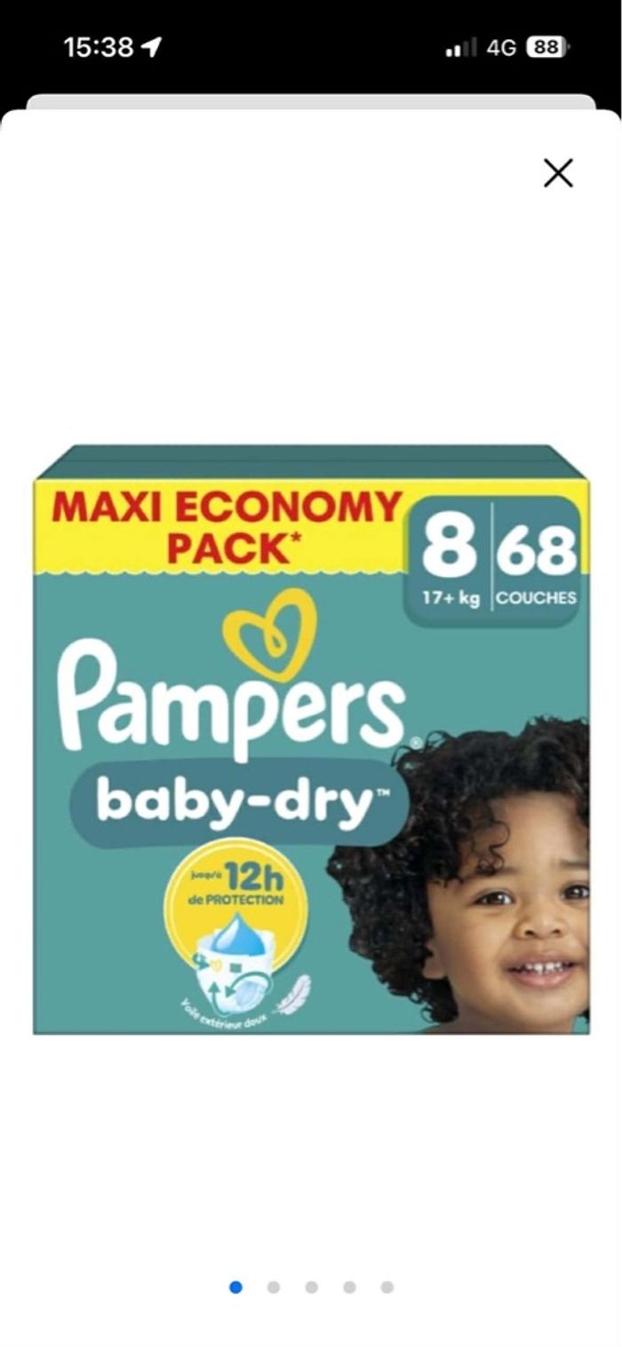 2 cartons couches Pampers taille 8 neuf