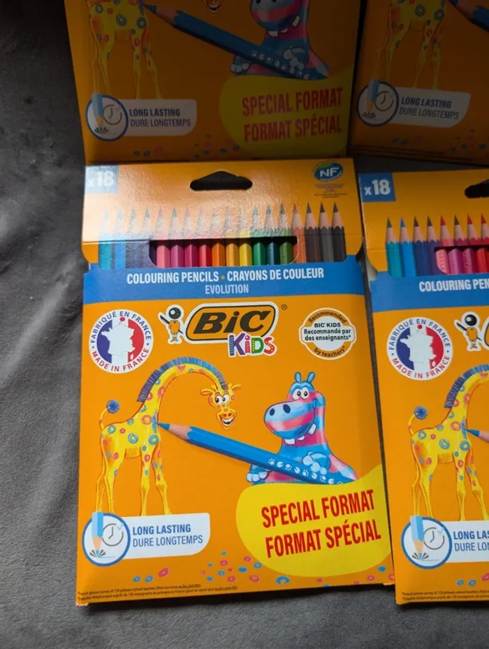 4 paquets neuf de 18 crayons de couleur bic kids - photo numéro 2