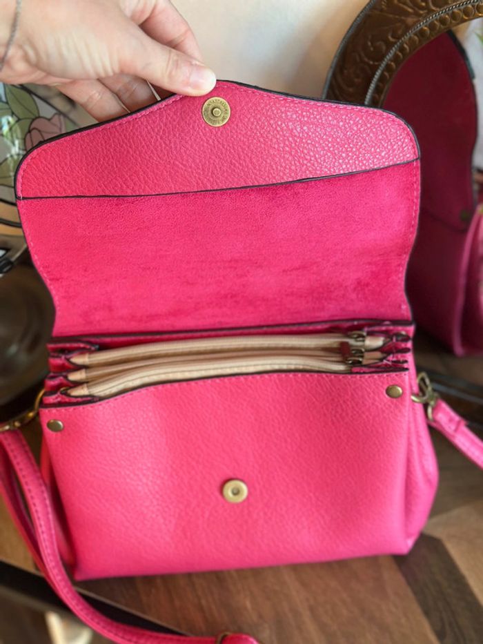 Sac en cuir rose Borse in Pelle – Bandoulière ajustable porté épaule - photo numéro 3