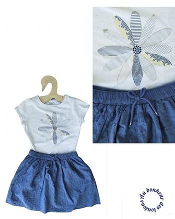 10 ans ensemble été teeshirt Okaïdi et jupe sans marque ( étiquette coupée)