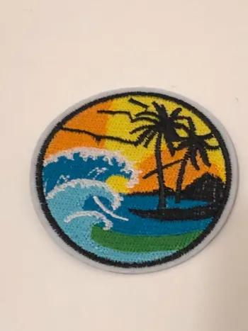 Écusson patch brodé vague palmiers Neuf
