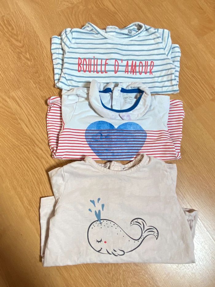 Lot 3 tshirts manches longues 12 mois
