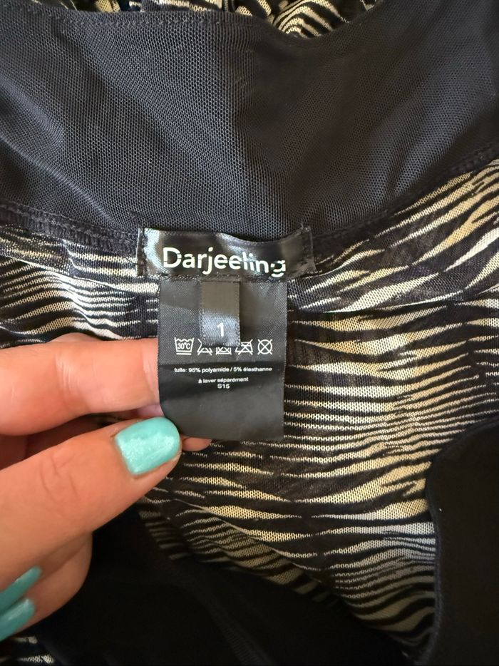 Paréo transparent noir et beige Darjeeling - photo numéro 4