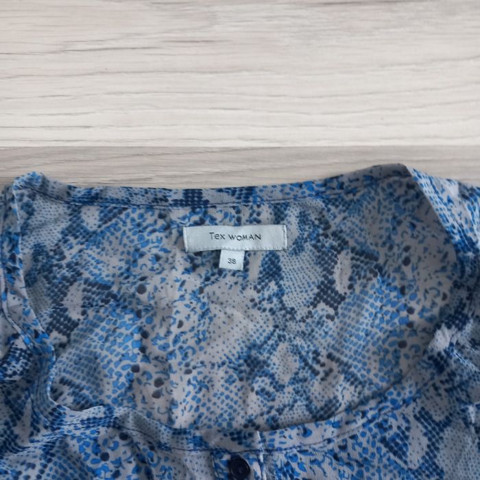 Robe mi-longues sans manches imprimée bleu Tex Woman taille 38 - photo numéro 3