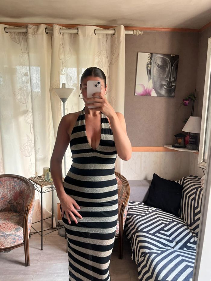 Robe de plage Ibiza dos nu décolletée vintage bohème champêtre moulante y2k - photo numéro 2