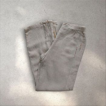 Pantalon taille élastique originale en toile de jute 38