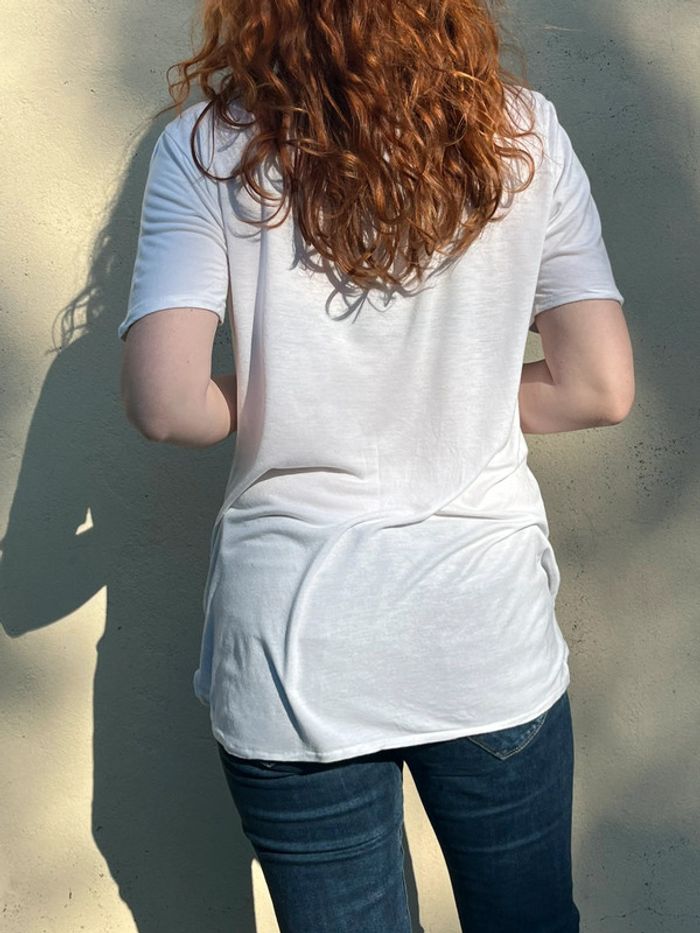 T-shirt long imprimé avec touches de strass - noir et blanc - photo numéro 5