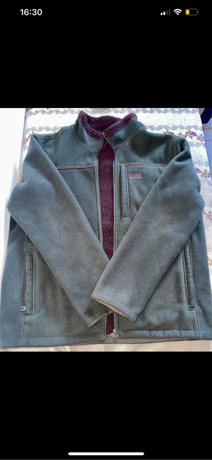 Veste homme Aigle XXL vert gris intérieur polaire