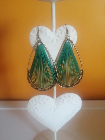 🌸Boucles d'oreilles ovales en fil small vert "Ithemba" Neuves 🌸