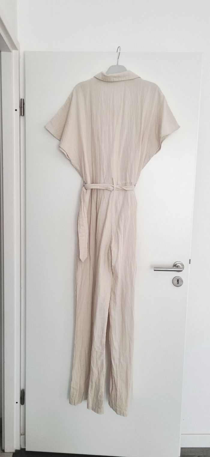 Combinaison pantalon beige gaze de coton mango L neuf avec étiquette - photo numéro 9