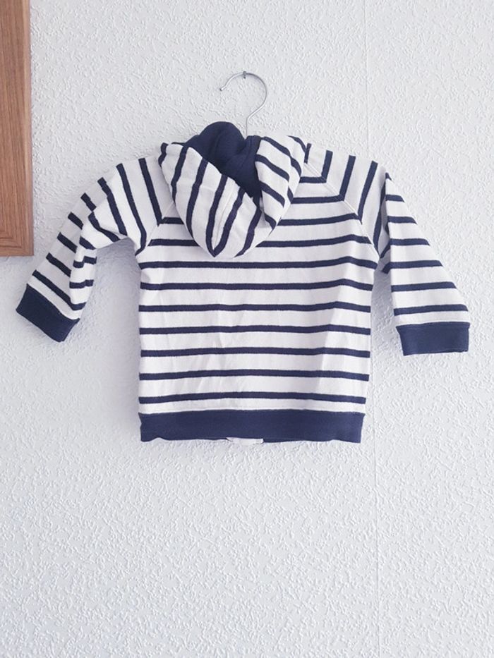 Petit Bateau - Gilet à capuche - Fermeture zippée - Marinière (6 mois) - photo numéro 4