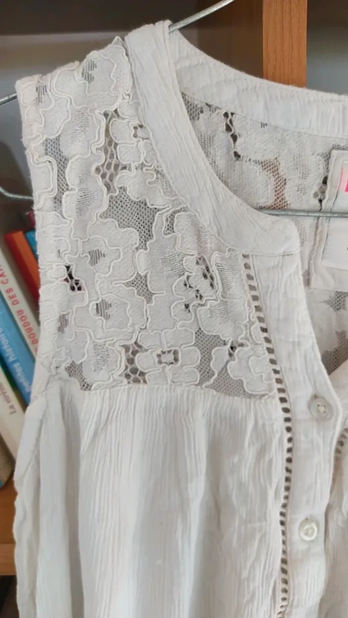 Top sans manche dentelle Superdry S blanc - photo numéro 2