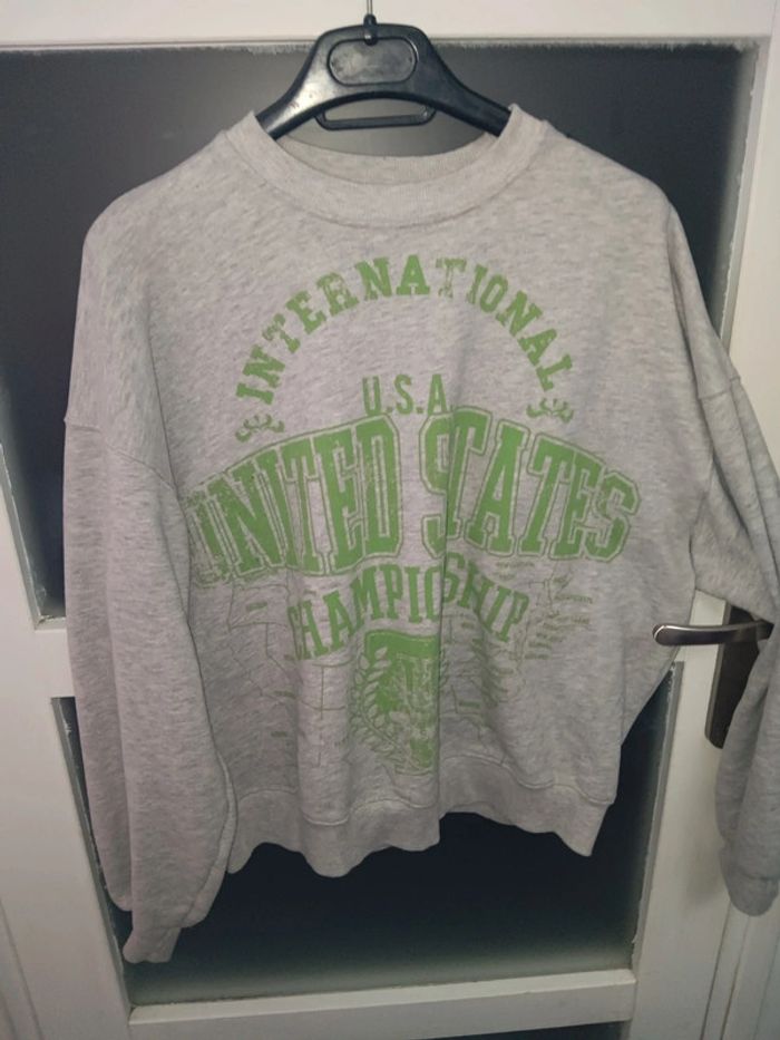 Sweat vintage taille S gris USA United States oversize