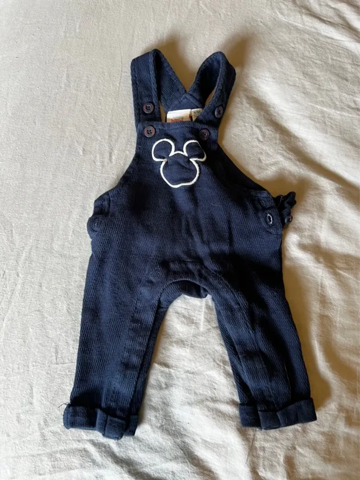 🐭 Ensemble bébé Disney Naissance – Salopette velours + t-shirt Mickey - photo numéro 2