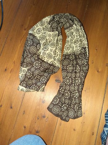 Écharpe etole marron et beige neuve pois