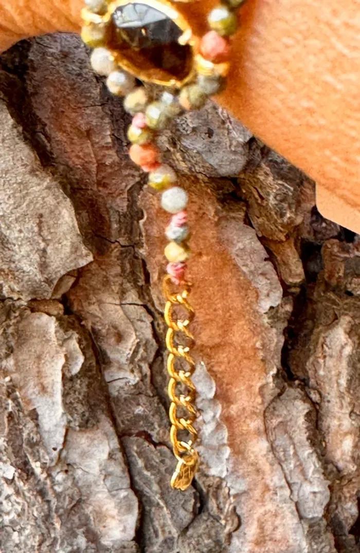 Bracelet manchette pierres véritables jade amazonite quartz jaspe habaha  Paris - photo numéro 6