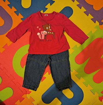 Ensemble t-shirt pantalon biche, taille 3 mois (62 cm)