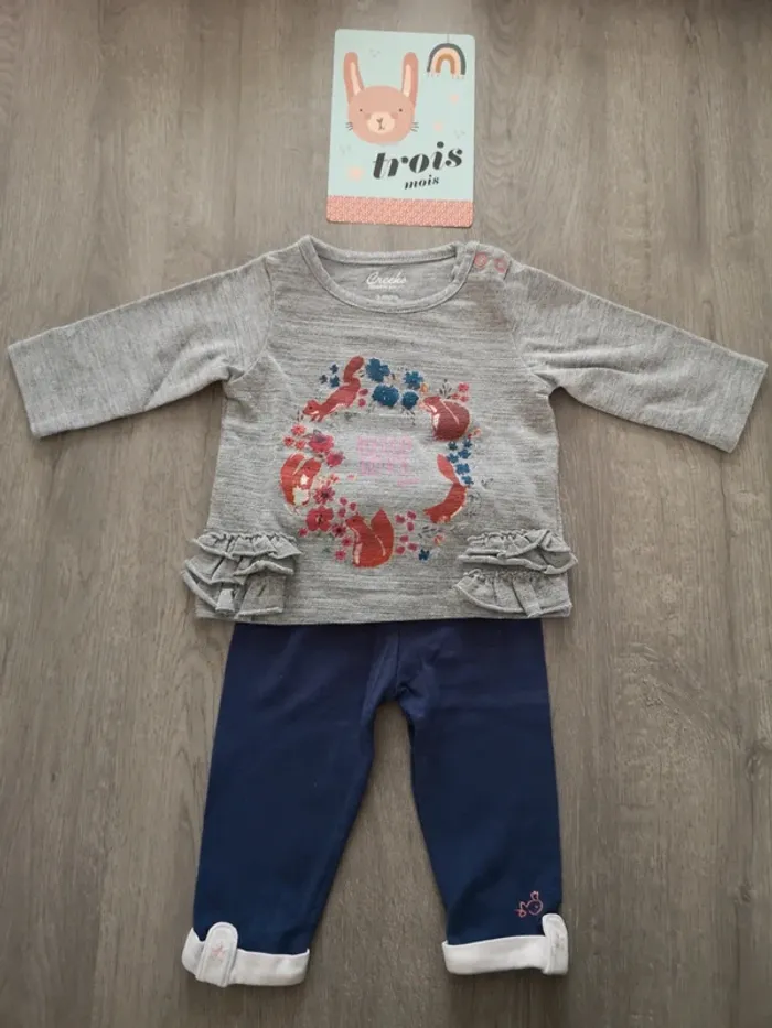 Ensemble tee shirt ML et legging 3 mois renard