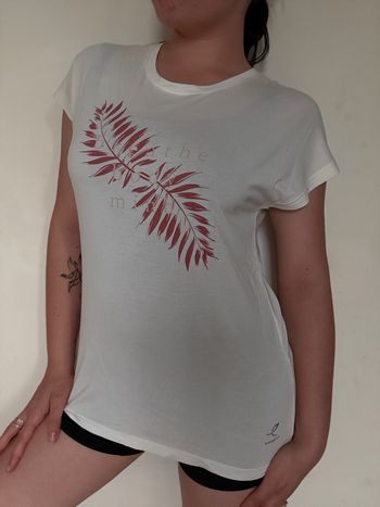 Tee shirt blanc imprimé feuilles roses Energetics – taille 36