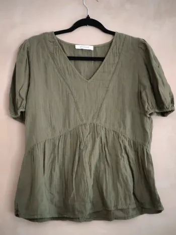 Blouse gaze coton kaki Promod 38