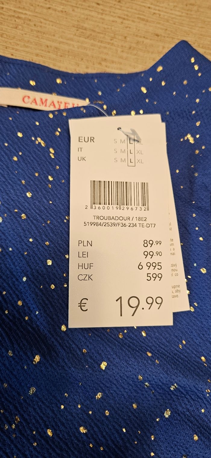 Blouse habillée bleue et dorée, Camaieu, L, neuve - photo numéro 3