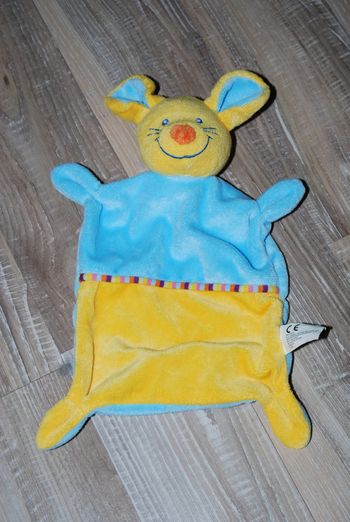 doudou nicotoy plat souris jaune et bleu