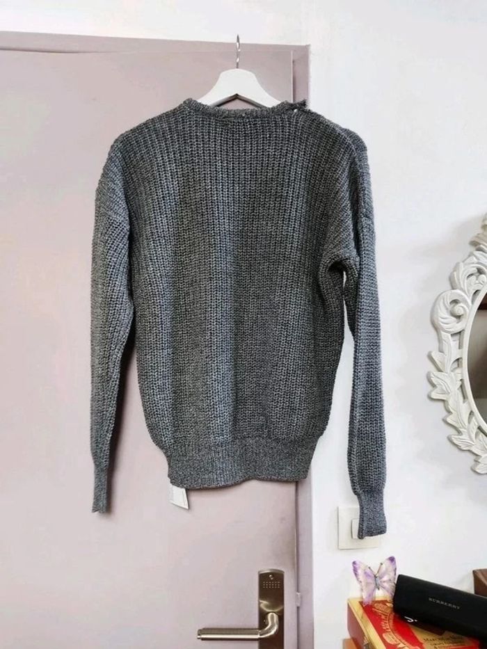 Pull 100% coton peigné maille Gris XS Neuf - photo numéro 4