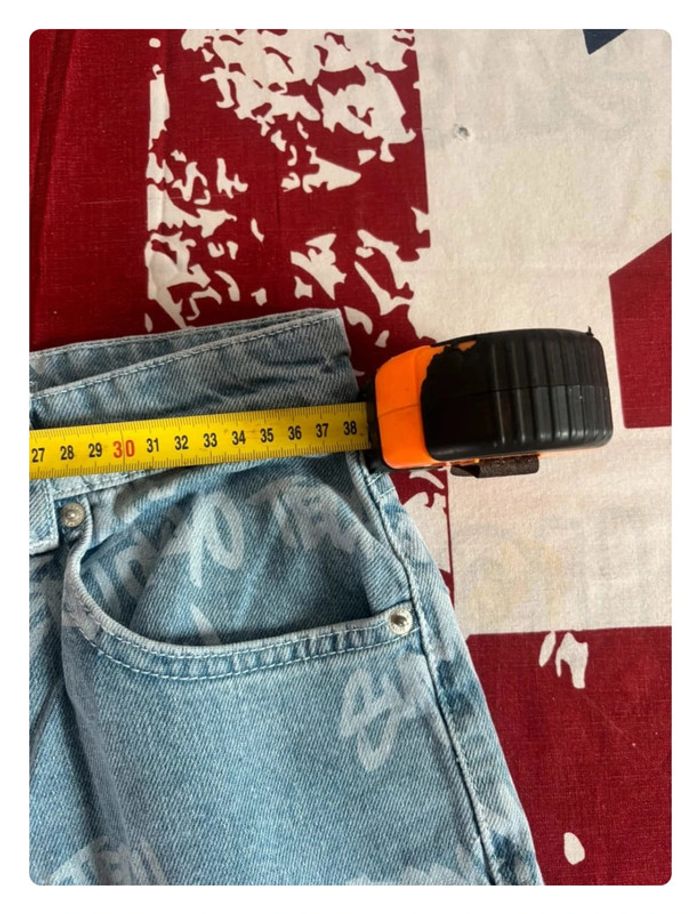 Pantalon Bershka bleu clair motif ville taille S - photo numéro 16