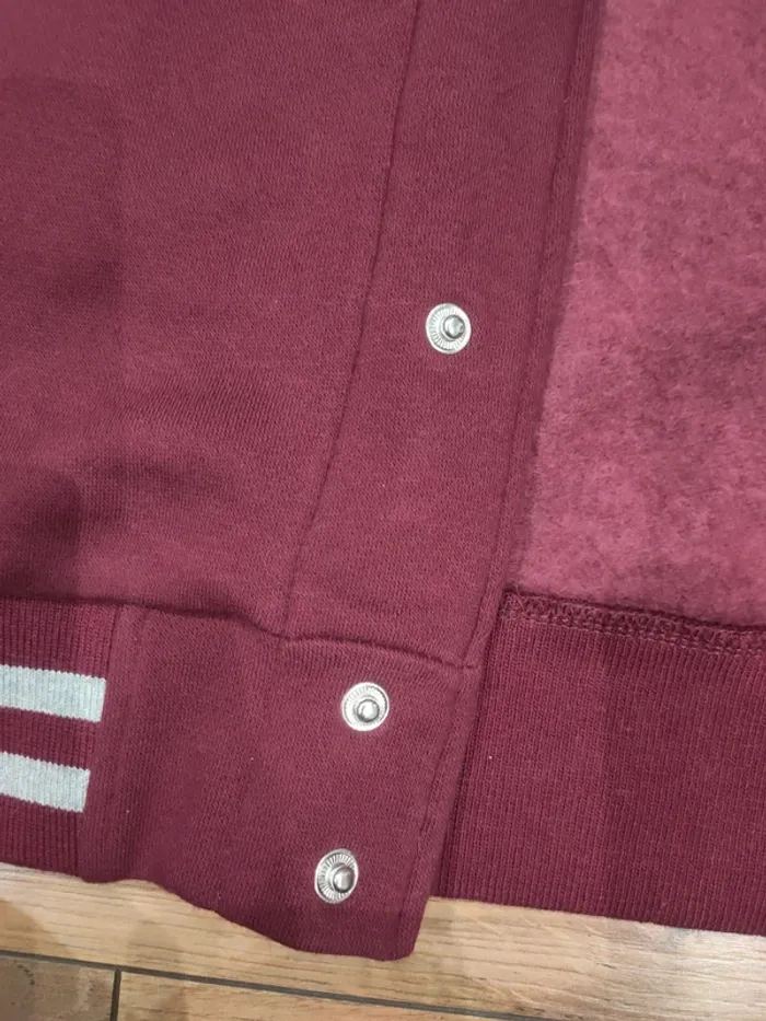 Veste à pressions teddy gris et bordeaux homme M - photo numéro 4