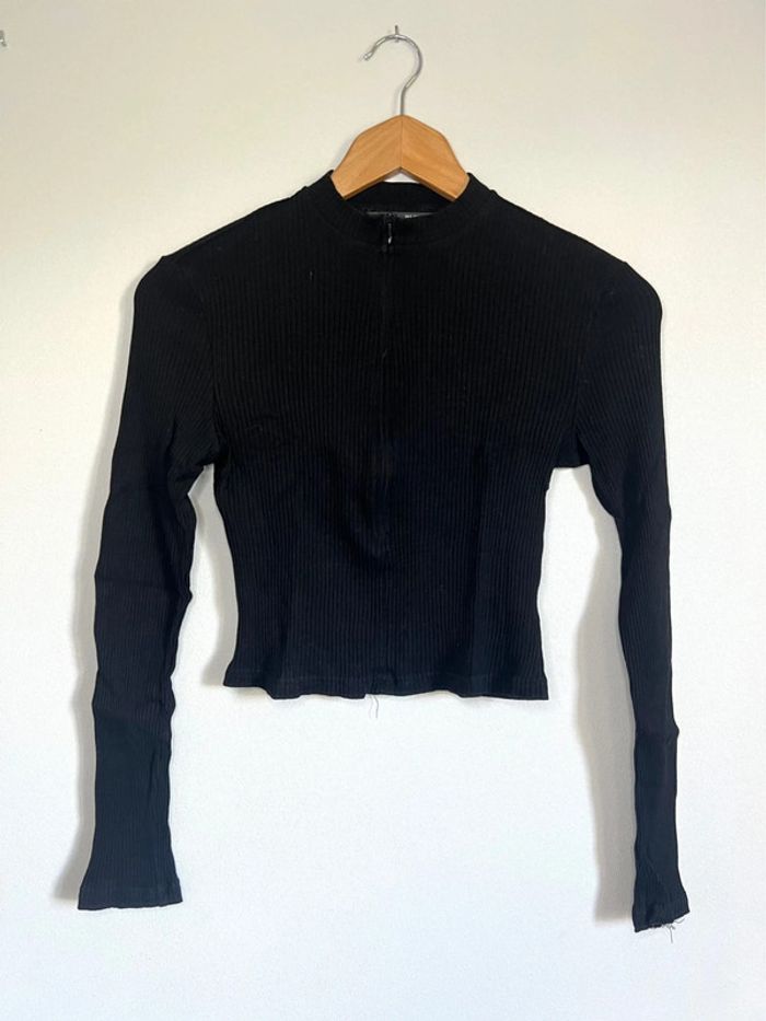 Blouse manches longues zippée Shein noir