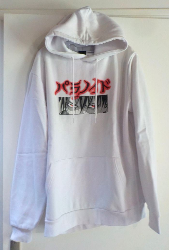 SWEAT MANGA BLANC AVEC CAPUCHE TAILLE L