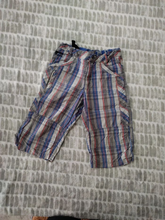 Short bermuda carreaux gris bleu Jbc taille 12 ans - photo numéro 1