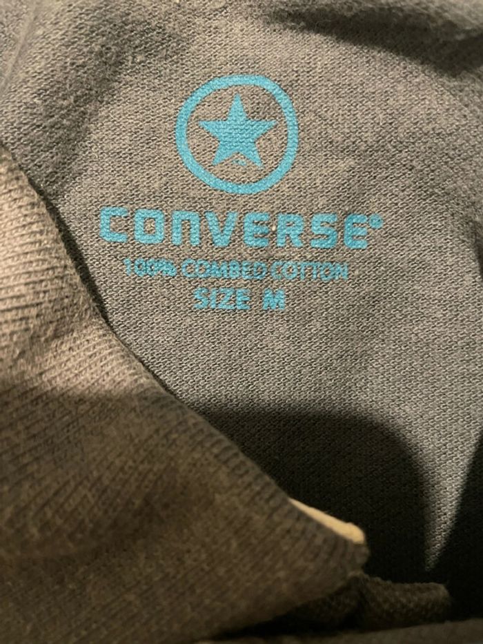 T-shirt polo à manches courtes gris motifs bleu turquoise converse taille M - photo numéro 6