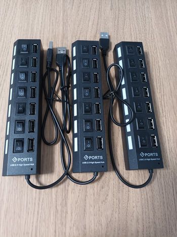 Lot de 3 hub noir 7 ports usb Interrupteur ON/ OFF 