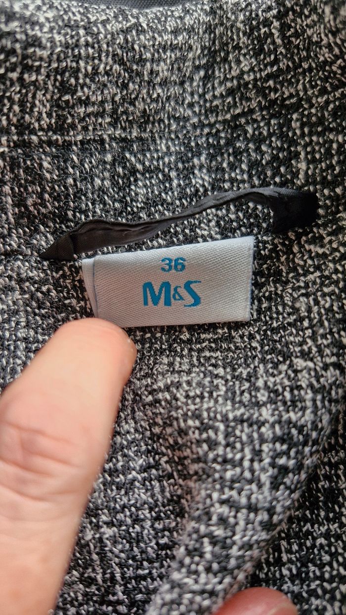 Manteau long gris et noir chiné M&S Mode - photo numéro 9