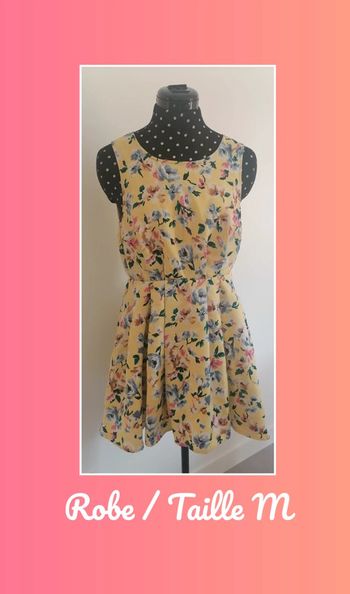 Robe d'été jaune fleurs multicolores Taille M