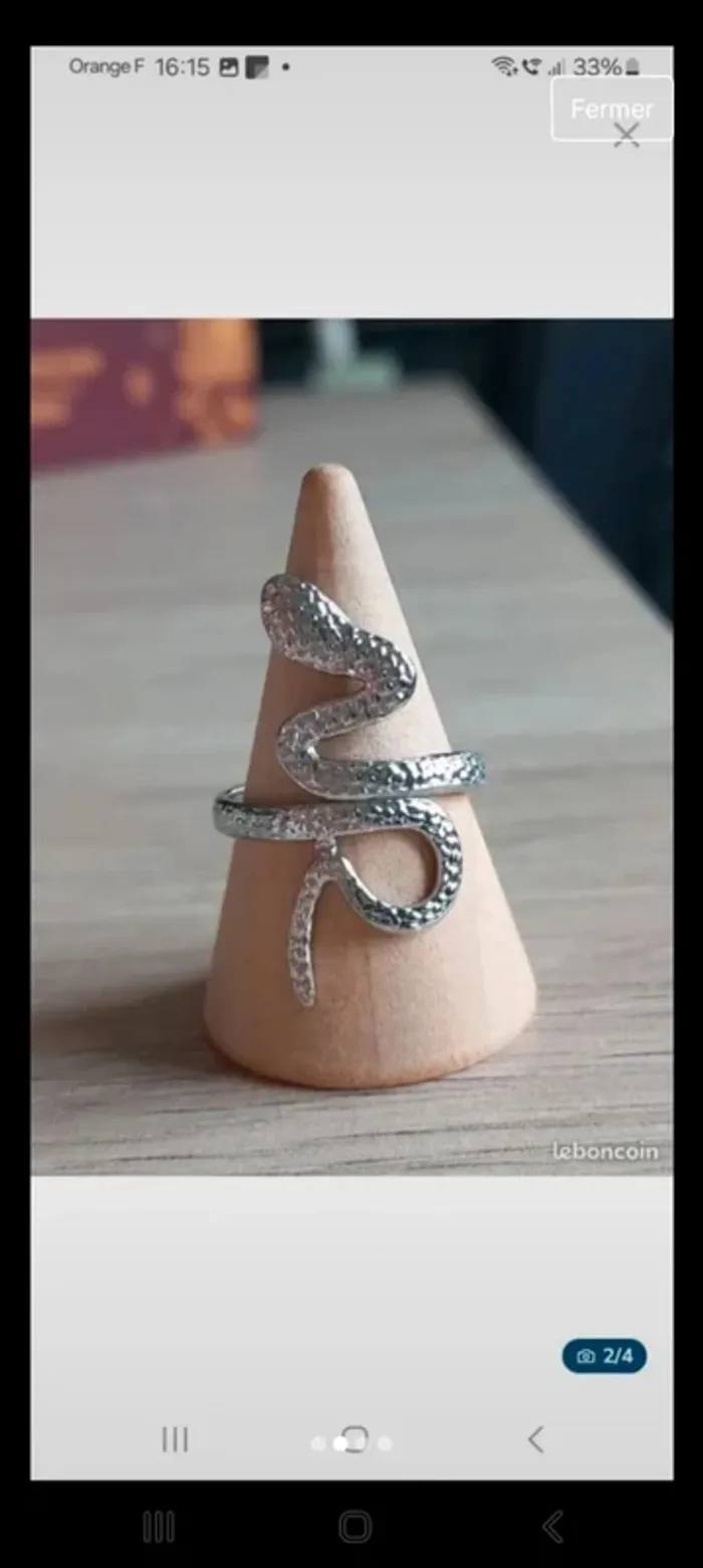 Bague serpent femme ajustable - photo numéro 2