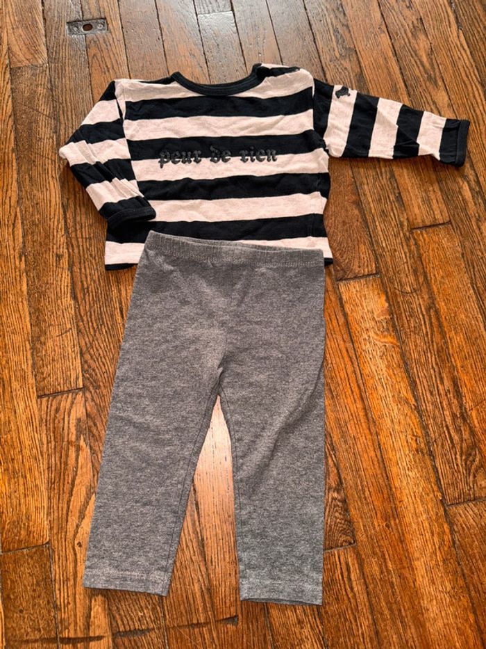 Haut lili gaufrette et bas Bout’chou 12 mois