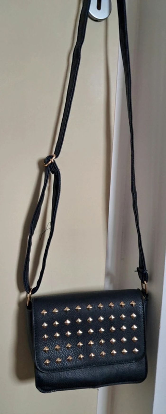 Sac a bandoulière simili cuir bleu marine - photo numéro 2