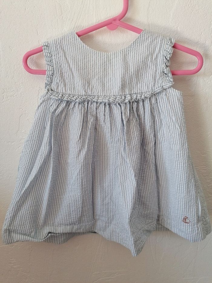 Robe rayures bleues Petit Bateau 6 mois