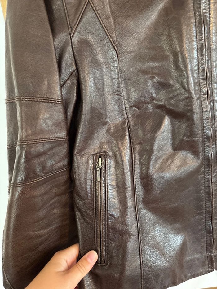 Veste en cuir de buffle marron Vintage Oakwood - photo numéro 5