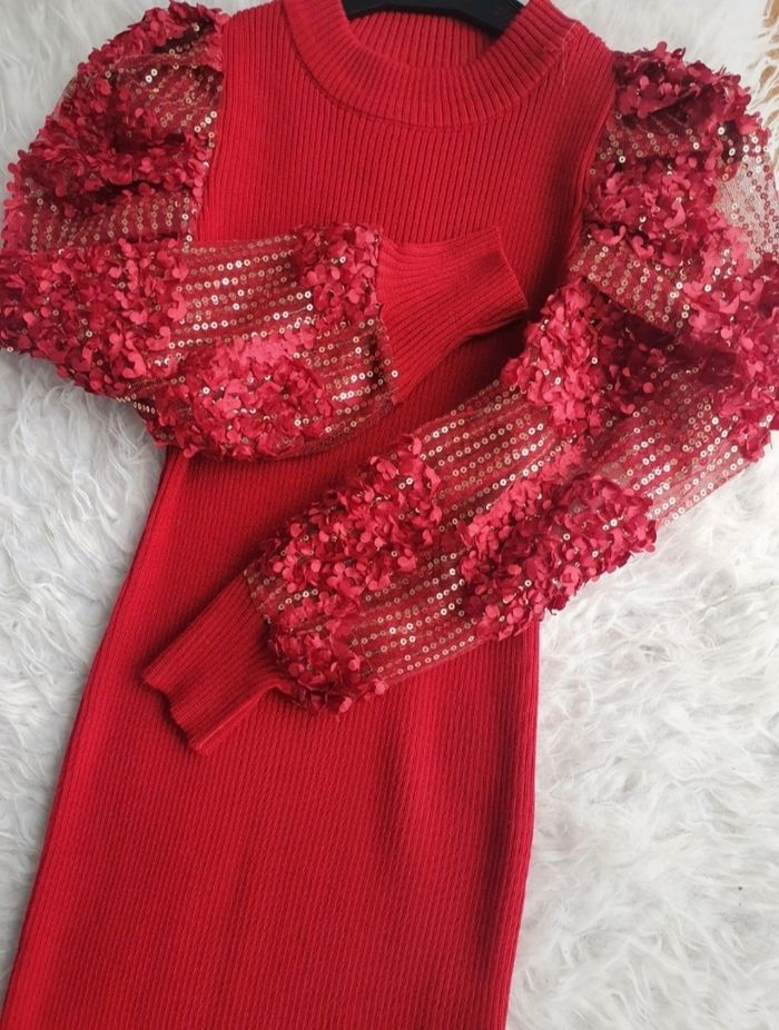 Robe chic bordeaux sequins doré NEUVE 14 ans