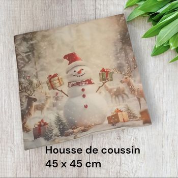 Housse de coussin noel bonhomme de neige