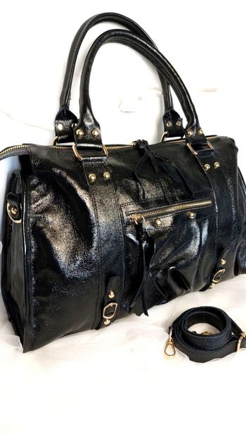 Sac cabas cuir irisé noir maxi format