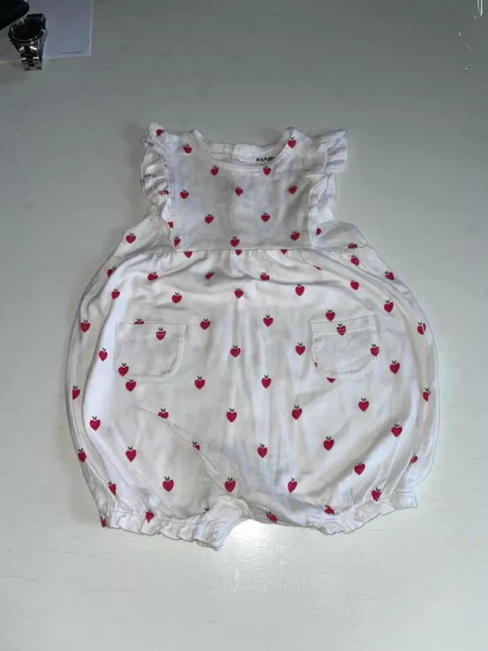 barboteuse en coton fraise