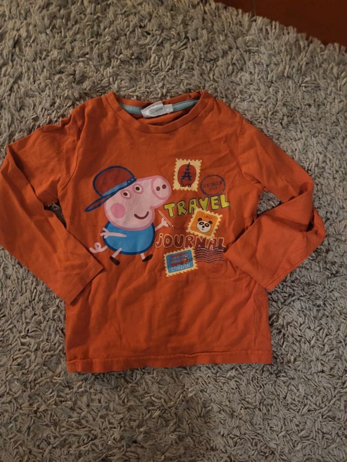 Haut orange garçon peppa pig 6 ans