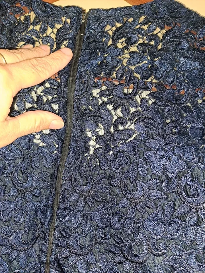 Robe bleue cache cache avec doublure 36/38 étiquette coupée tbe comme neuve bleue magnifique - photo numéro 5
